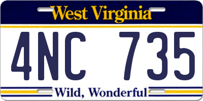WV license plate 4NC735