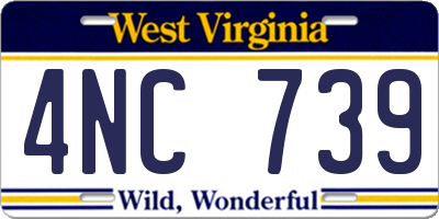 WV license plate 4NC739