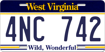 WV license plate 4NC742