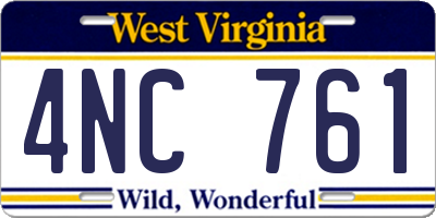 WV license plate 4NC761