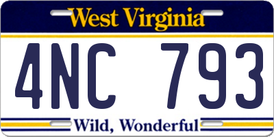 WV license plate 4NC793