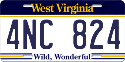 WV license plate 4NC824