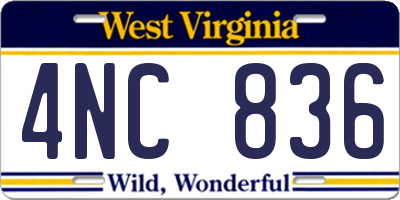 WV license plate 4NC836