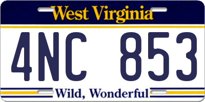 WV license plate 4NC853