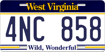 WV license plate 4NC858