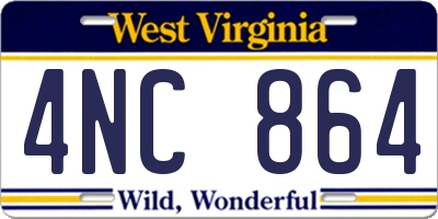 WV license plate 4NC864