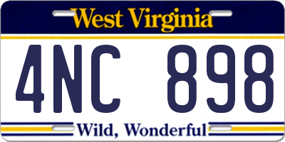 WV license plate 4NC898