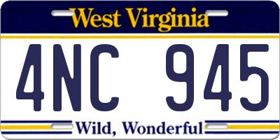 WV license plate 4NC945
