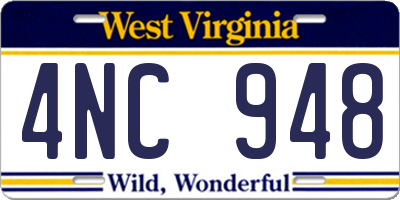 WV license plate 4NC948