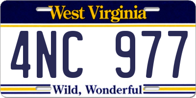 WV license plate 4NC977