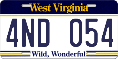 WV license plate 4ND054
