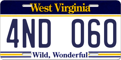 WV license plate 4ND060