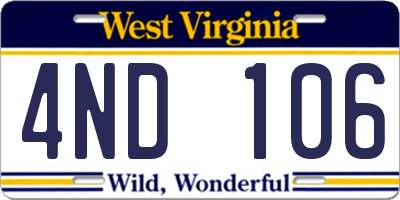 WV license plate 4ND106