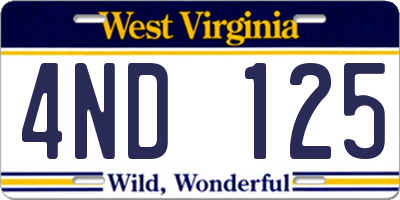 WV license plate 4ND125