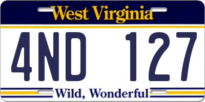 WV license plate 4ND127