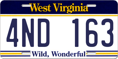 WV license plate 4ND163