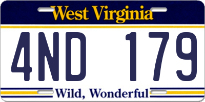 WV license plate 4ND179