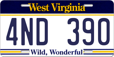 WV license plate 4ND390