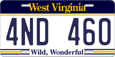 WV license plate 4ND460