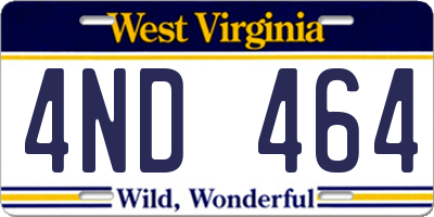 WV license plate 4ND464