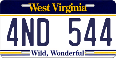 WV license plate 4ND544