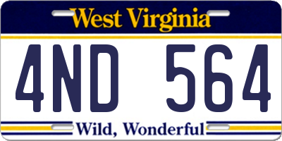 WV license plate 4ND564