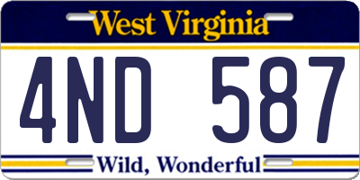 WV license plate 4ND587