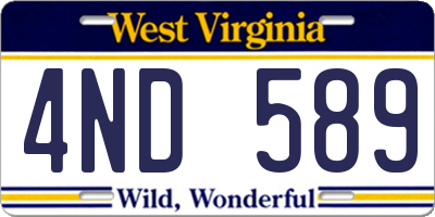WV license plate 4ND589