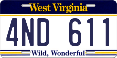 WV license plate 4ND611