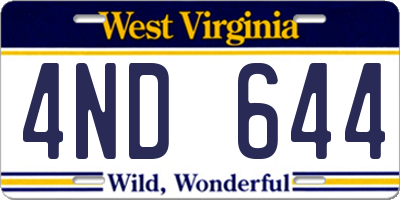 WV license plate 4ND644