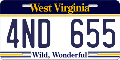 WV license plate 4ND655