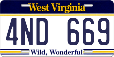 WV license plate 4ND669