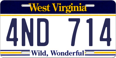 WV license plate 4ND714