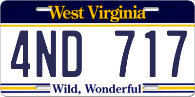 WV license plate 4ND717
