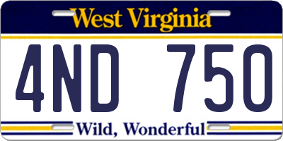 WV license plate 4ND750