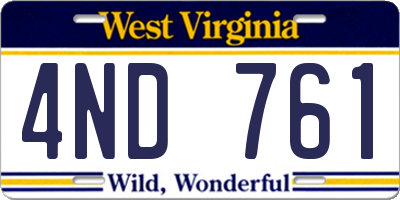 WV license plate 4ND761