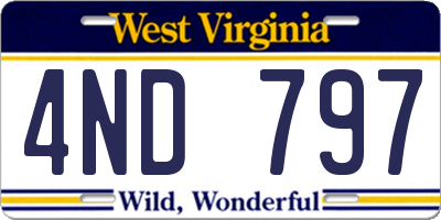 WV license plate 4ND797