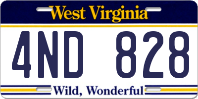 WV license plate 4ND828