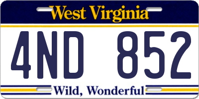 WV license plate 4ND852