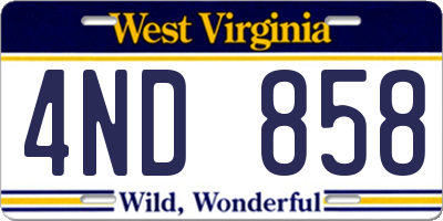 WV license plate 4ND858