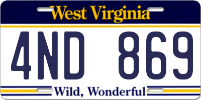 WV license plate 4ND869