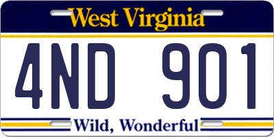 WV license plate 4ND901