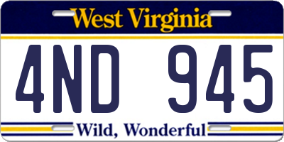 WV license plate 4ND945