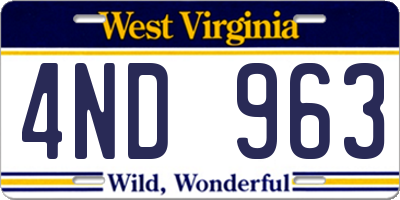 WV license plate 4ND963