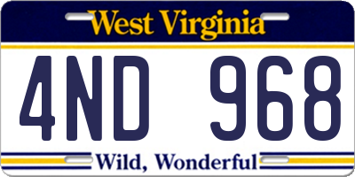 WV license plate 4ND968