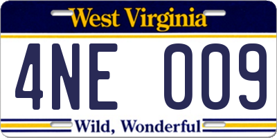 WV license plate 4NE009