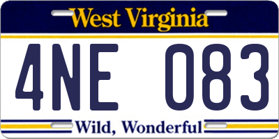 WV license plate 4NE083