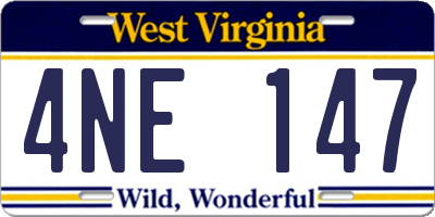 WV license plate 4NE147
