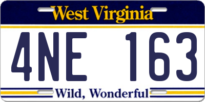 WV license plate 4NE163