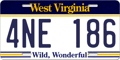 WV license plate 4NE186